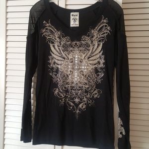 Black long sleeved bling shirt